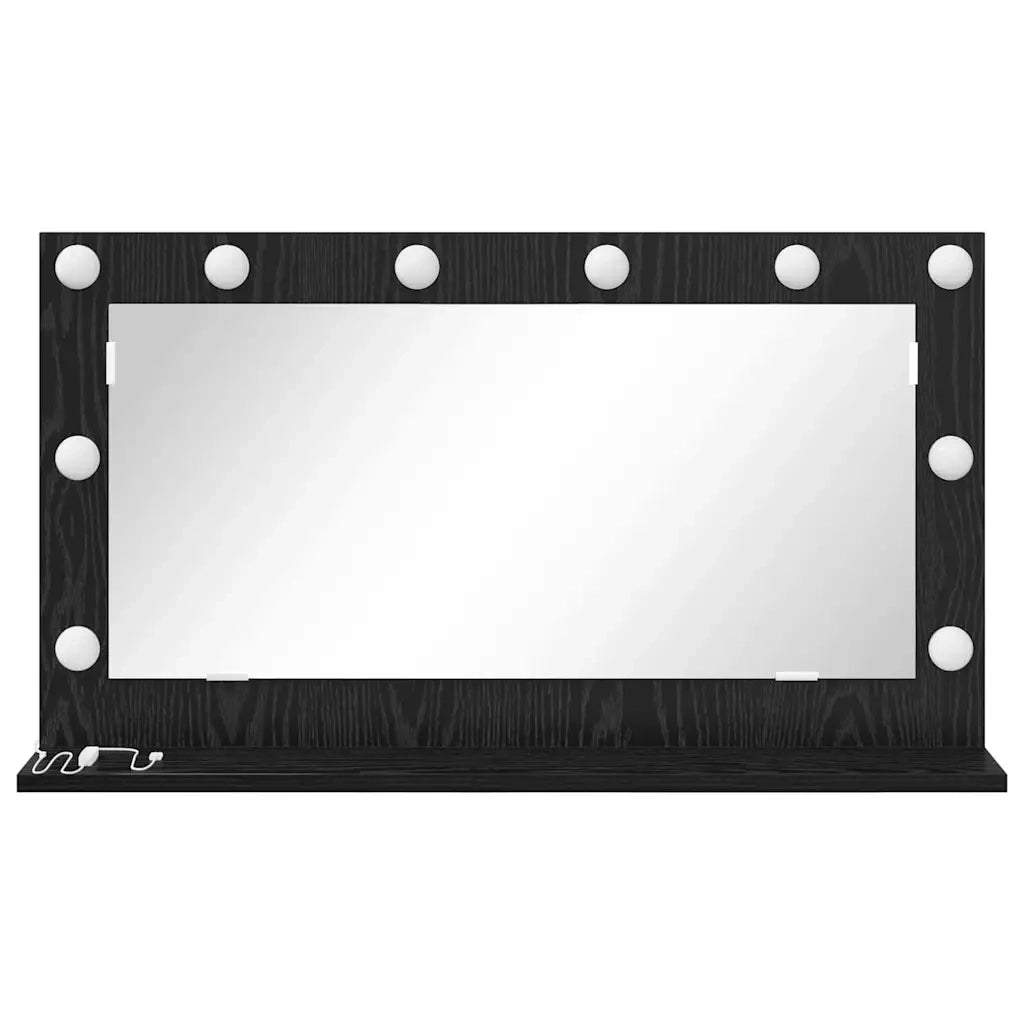 Specchio da Vanità Rettangolare Rovere Nero 80 x 45 x 18 cm 868318