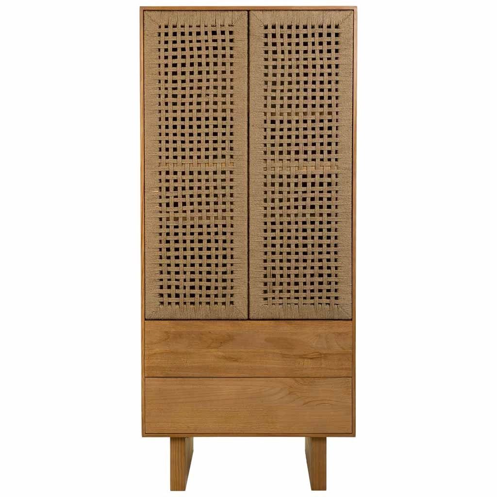 Armadio in legno e corda intrecciata marrone 75x45x170h