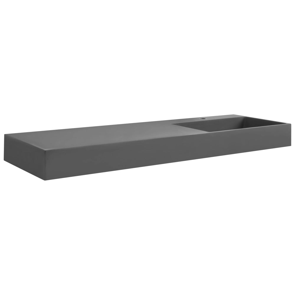 Lavabo bagno rettangolare in ceramica nera 150 x 48 cm Lavello da bagno rettangolare