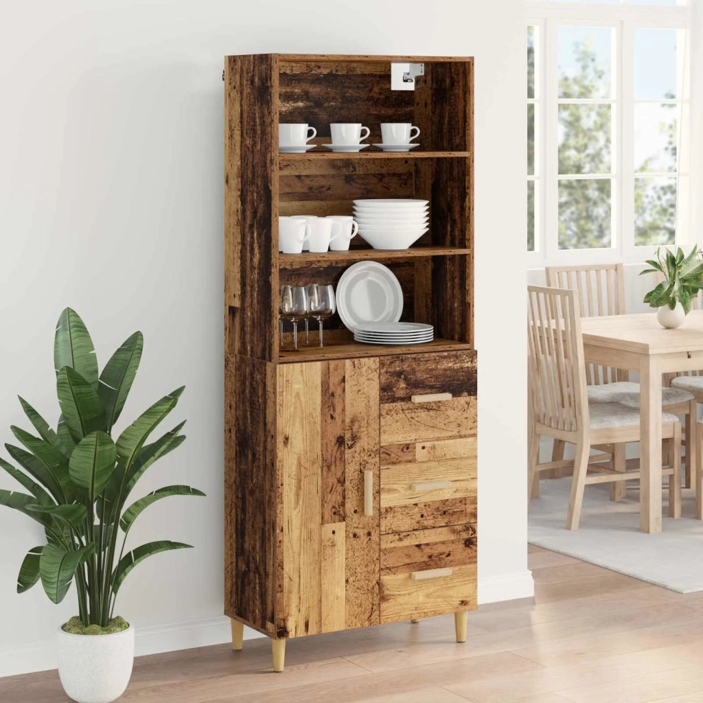 Credenza | Madia | Buffet da pranzo | Armadio da pranzo Legno vecchio 69,5 x 32,5 x 180 cm Legno multistrato