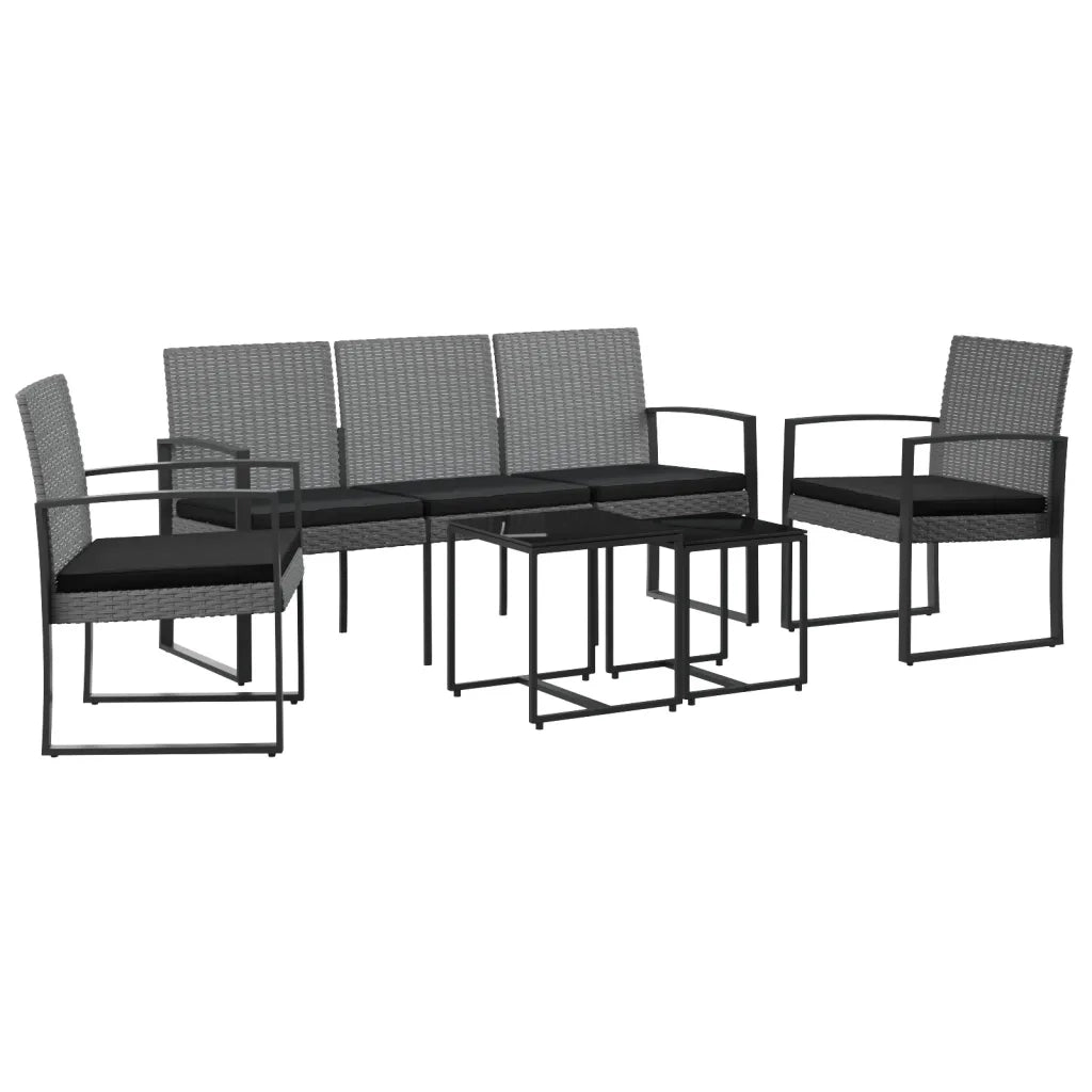 Set Pranzo da Giardino 5 pz con Cuscini PP Rattan Grigio Scuro 360220