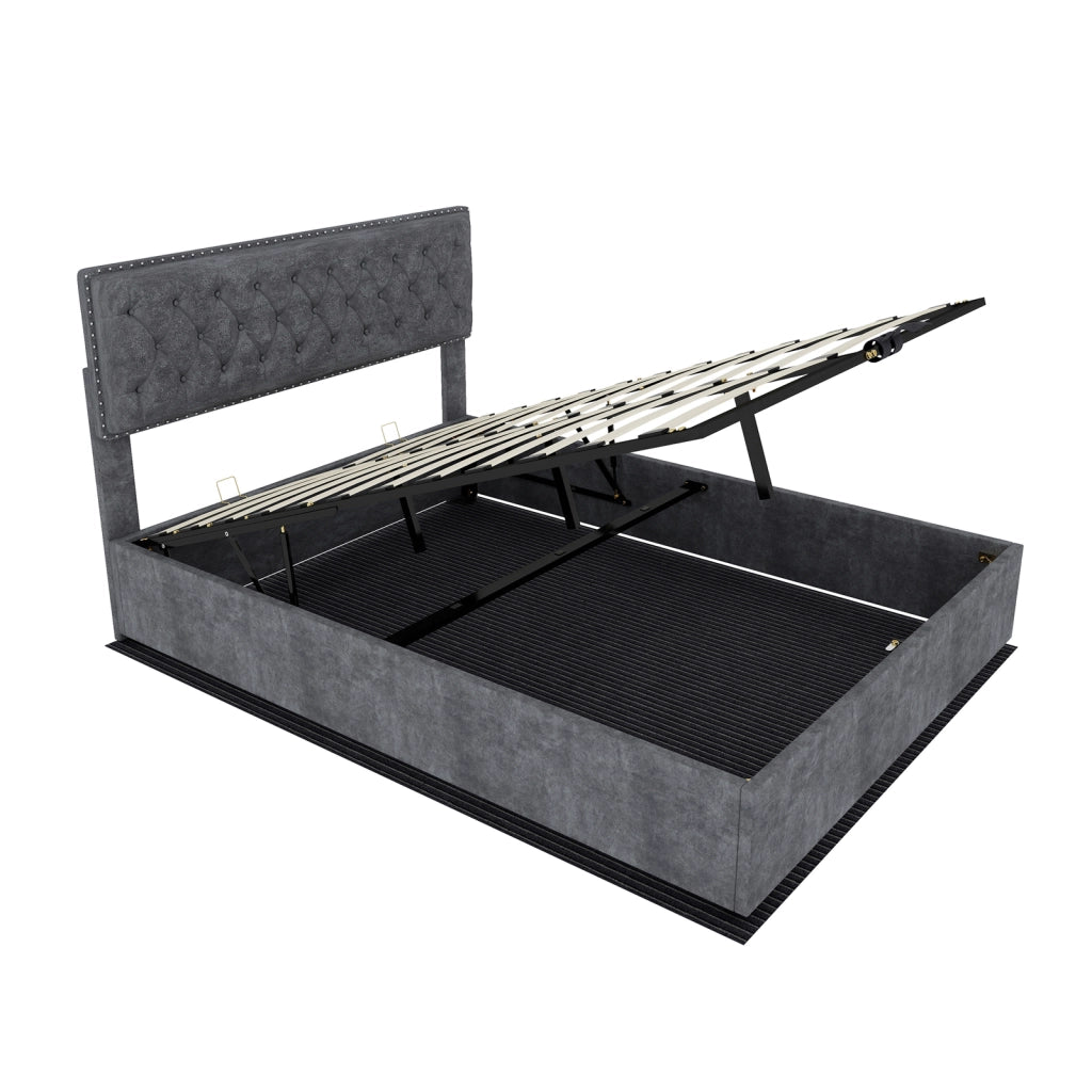 Letto imbottito moderno con testiera morbida, 160x200 cm, grigio