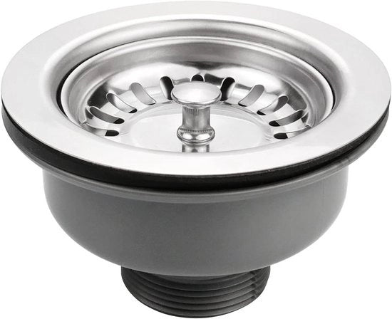 Dispositivo di filtrazione in acciaio inossidabile per l'asse del lavandino - stop allacciature - resistente a elevate temperature - compatibile con fori di lavandino da 83 a 90 mm.