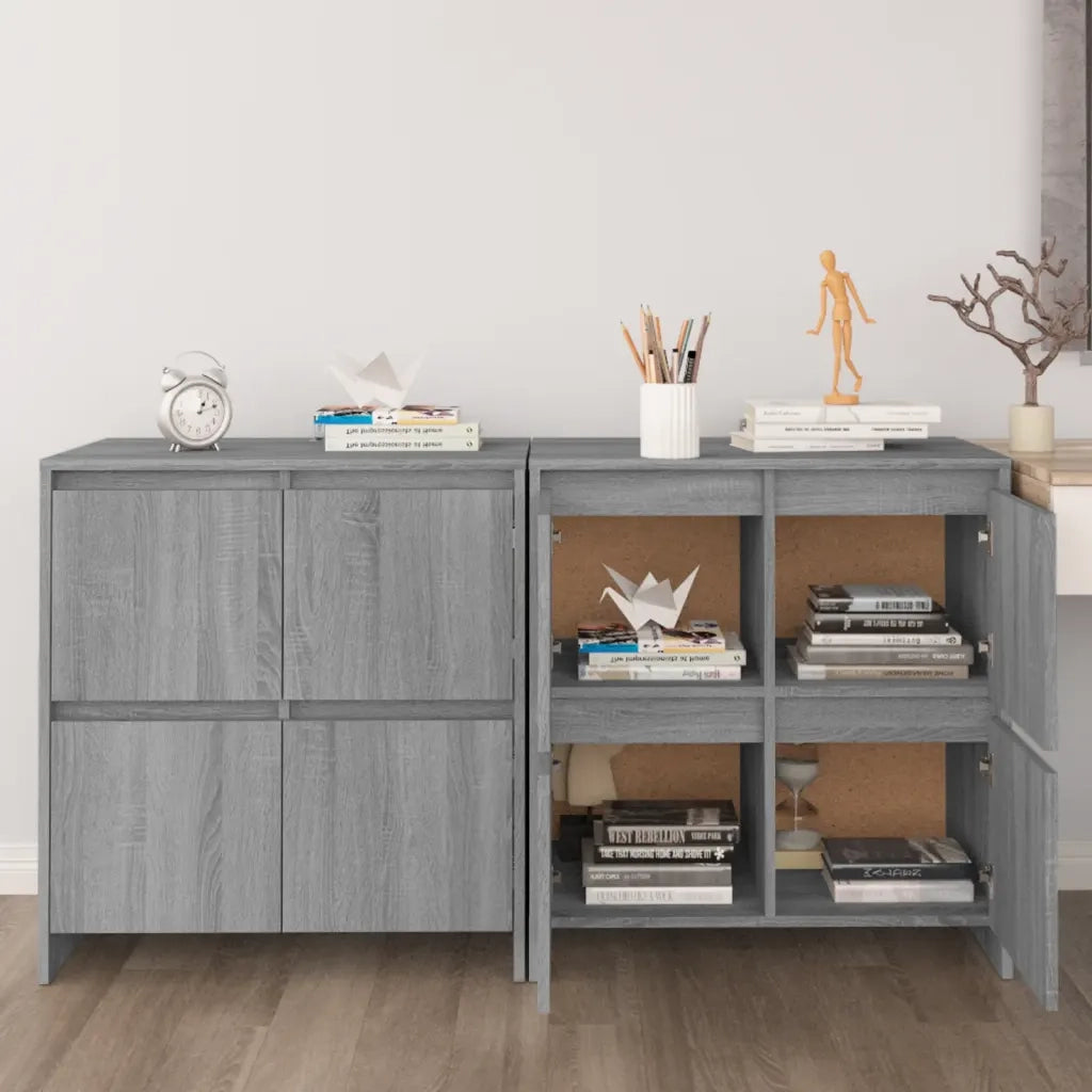 Credenze 2 pz Grigio Sonoma 70x41x75 cm in Legno Multistrato 3098095