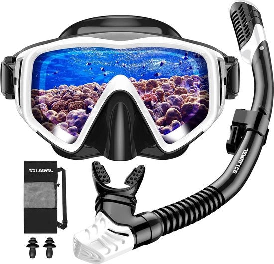 Set di snorkeling per adulti - Occhiali da sub e tubo di snorkeling asciutto - Uomo e donna - Anti-leak e anti-condensazione - Vetro resistente - Sub, snorkeling e nuoto