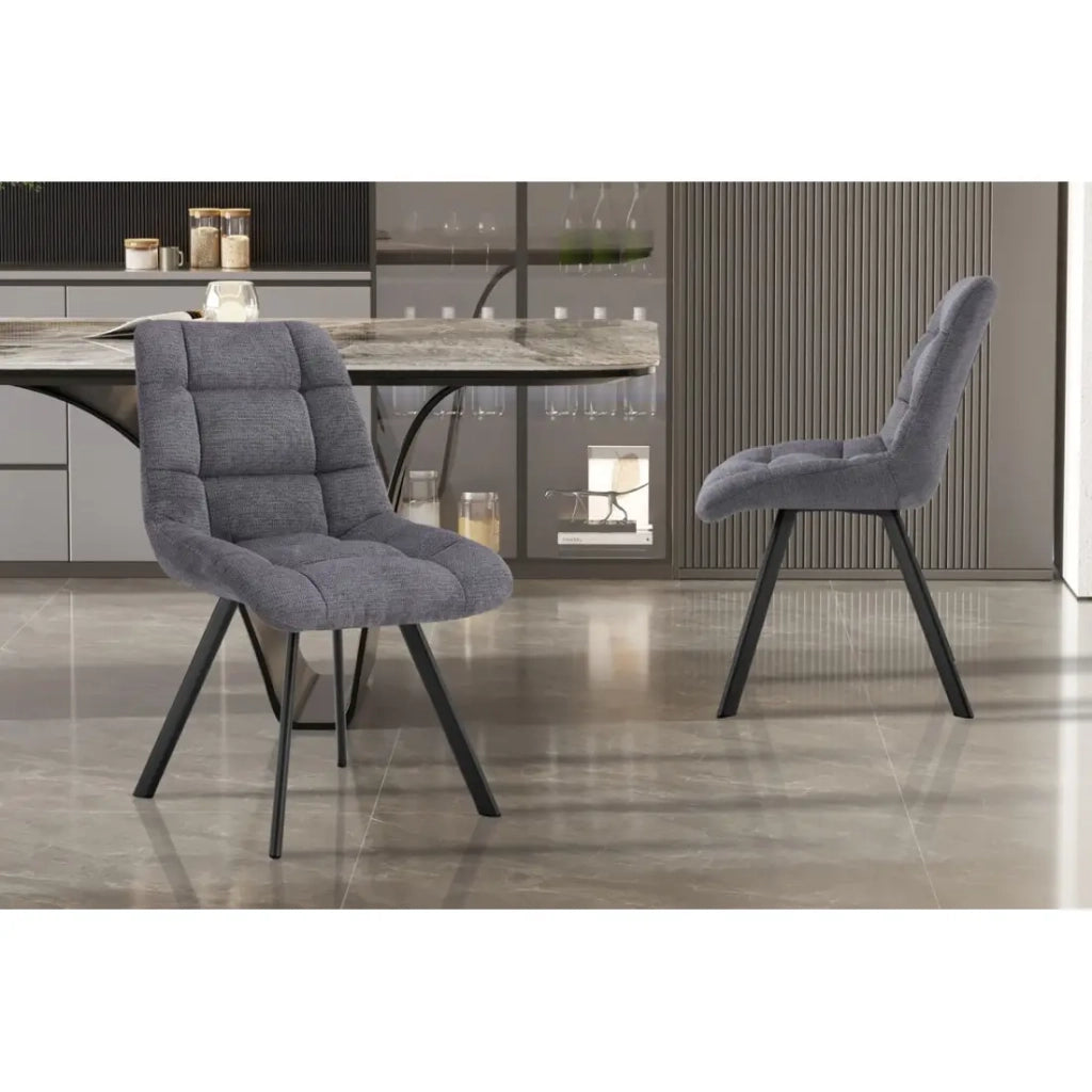 Set di 2 sedie VELMA – Tessuto grigio scuro – Piedi in metallo – Design compatto – Eleganza moderna e sobria