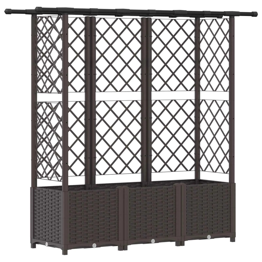 Letto Rialzato con Griglia e Tetto Marrone 162,5 x 40 x 138 cm 42032519