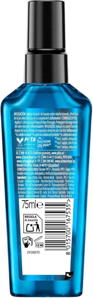SCHWARZKOPF GLISS SIERO PER CAPELLI IDRATANTE 75 ML ARRICCHITO CON HAPTIQ SYSTEM PER CAPELLI DA NORMALI A SECCHI