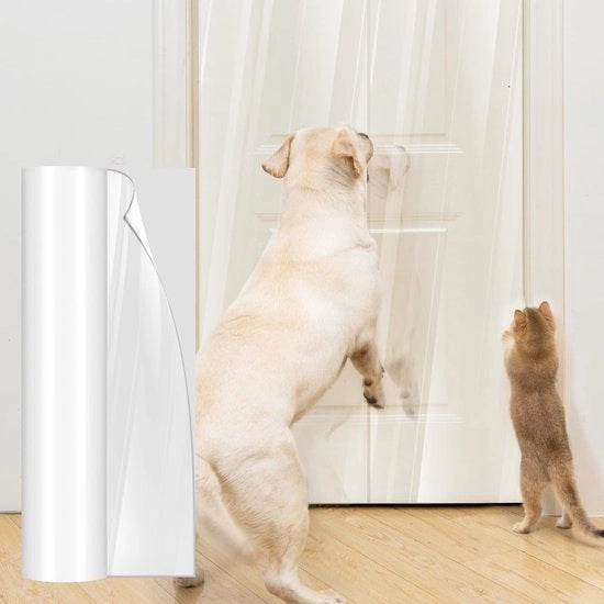 Protezione per gatti, protezione per porte e porte di casa, protezione per mobili per gatti, protezione per porte di casa, protezione per porte e finestre, protezione per superfici dure, 8m x 43cm, trasparente, adesivo, per mobili per gatti