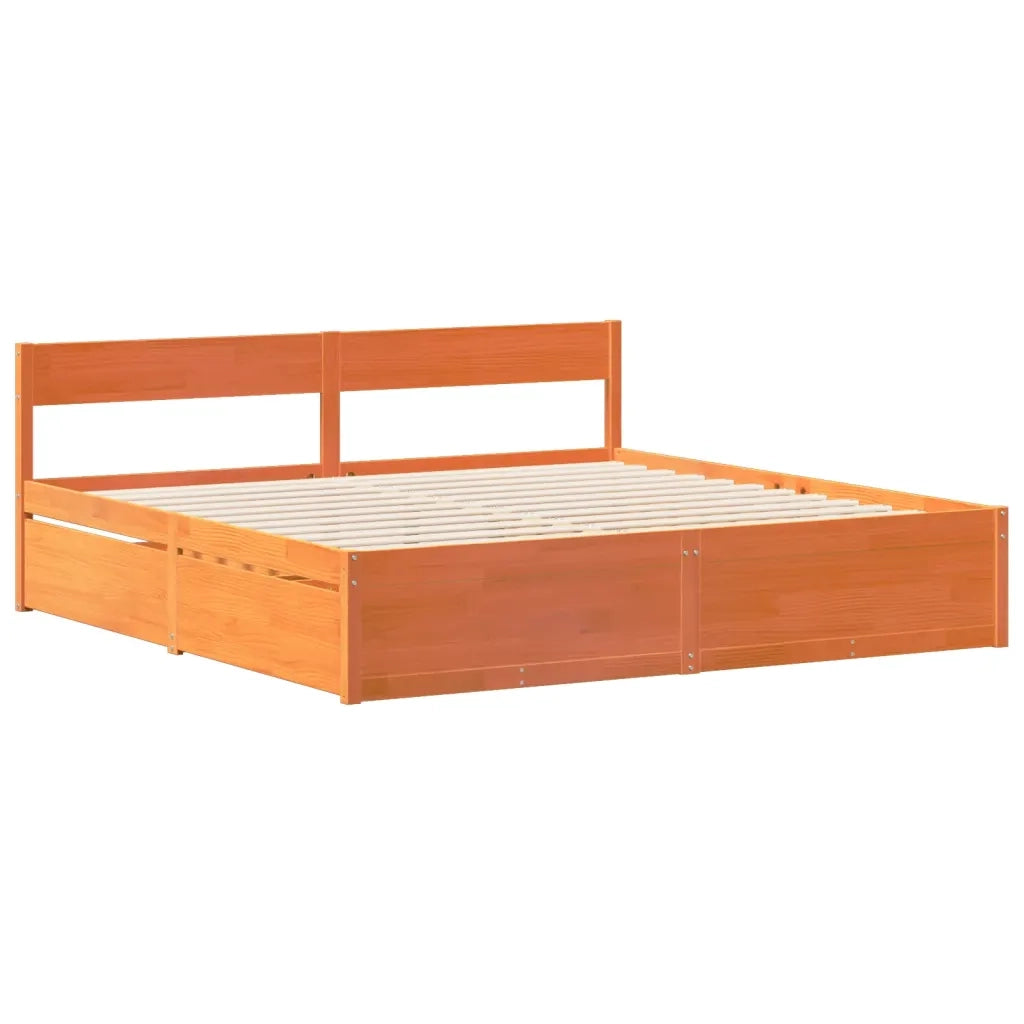 Letto senza Materasso Marrone Cera 180x200 cm in Legno di Pino