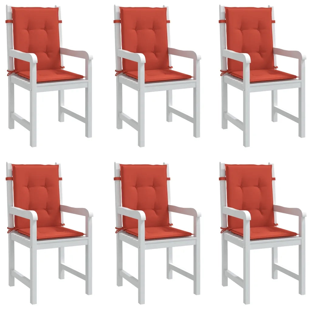 Cuscini Sedia Schiena Bassa 6 pz Rosso MÃ©lange 100x50x4 Tessuto