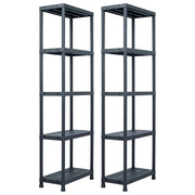 Scaffali 2 pz 125 kg 60x30x180 cm Nero in Plastica cod mxl 53223