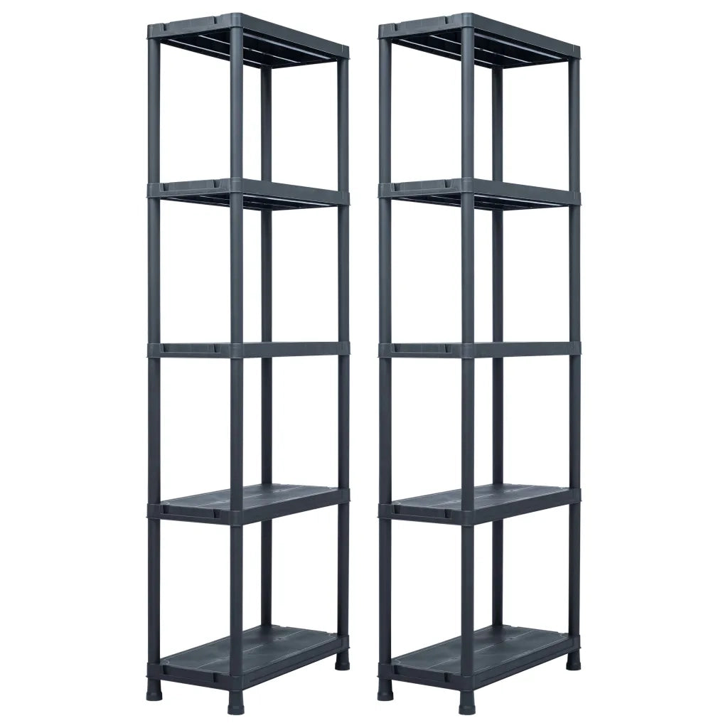 Scaffali 2 pz 125 kg 60x30x180 cm Nero in Plastica cod mxl 53223