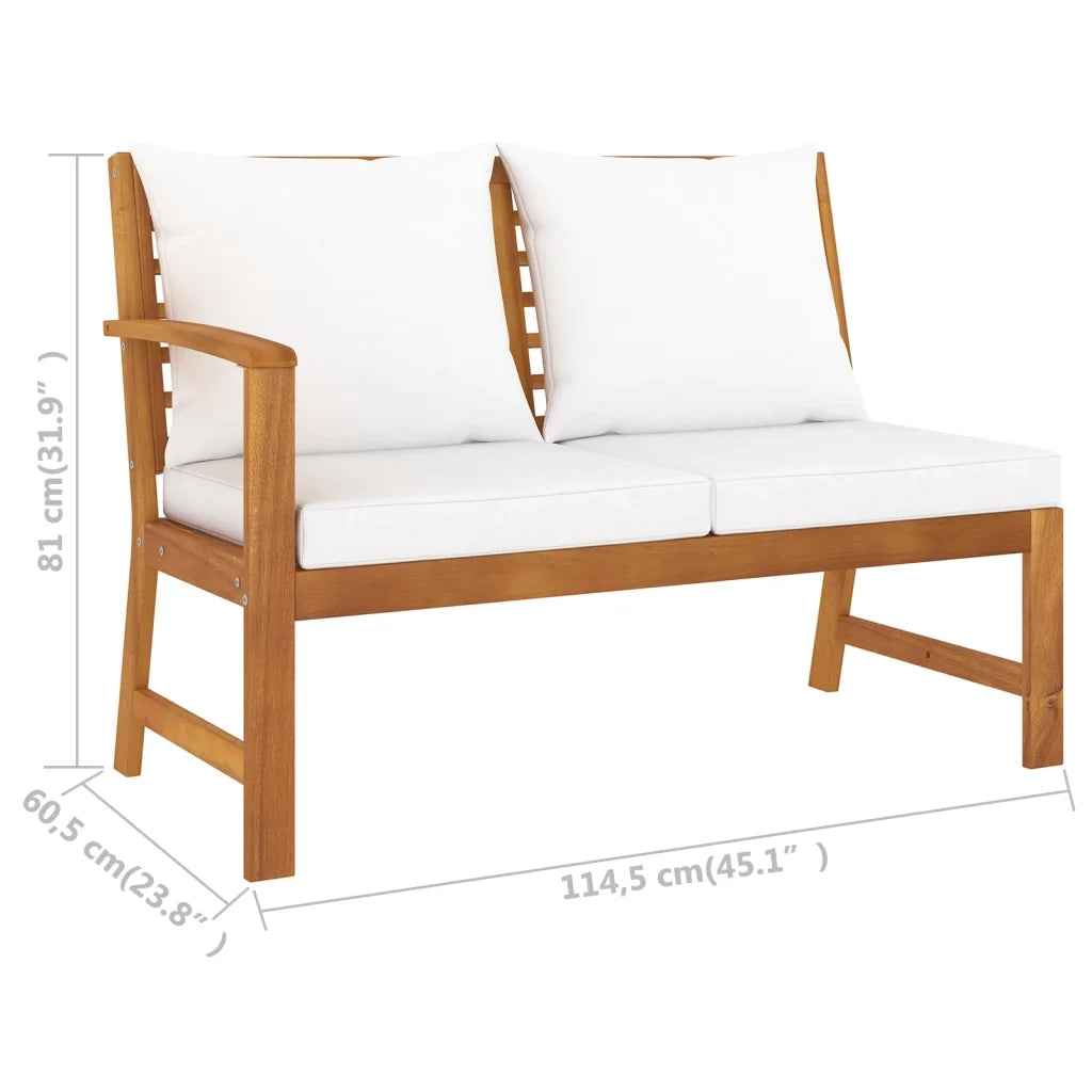 Set Divani da Giardino 4 pz con Cuscini Crema in Legno Acacia 3057771