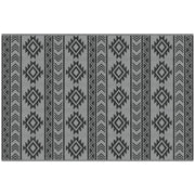 TAPPETO MODERNO PER ESTERNI NERO E GRIGIO IN PP CON DESIGN REVERSIBILE E PIEGHEVOLE, 182X274 CM