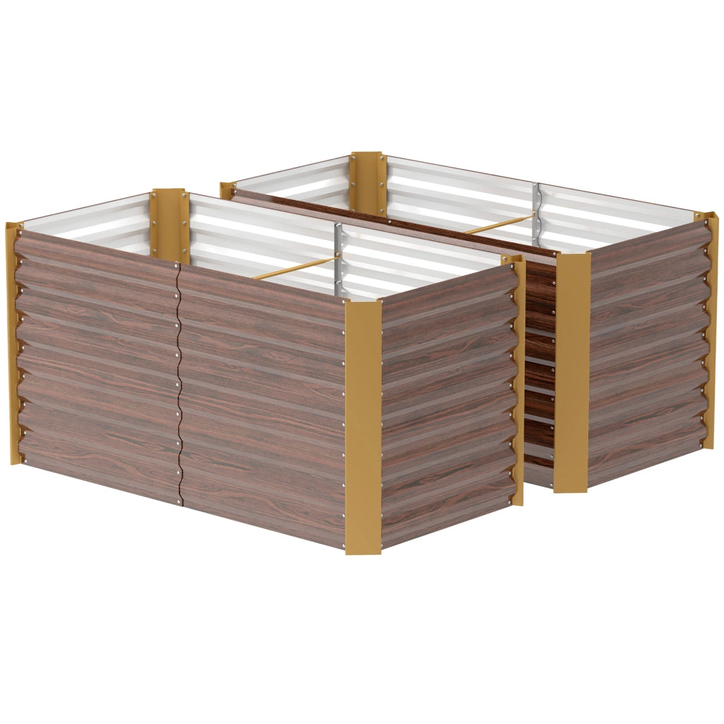 Set 2 fioriere rialzate in acciaio zincato marrone 120x60x60 cm per orto e giardino