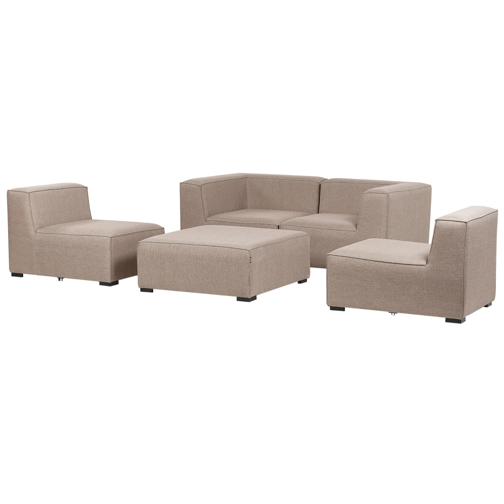 Set divano ad  per interni ed esterni Rivestimento in tessuto beige salotto da giardino ottomana