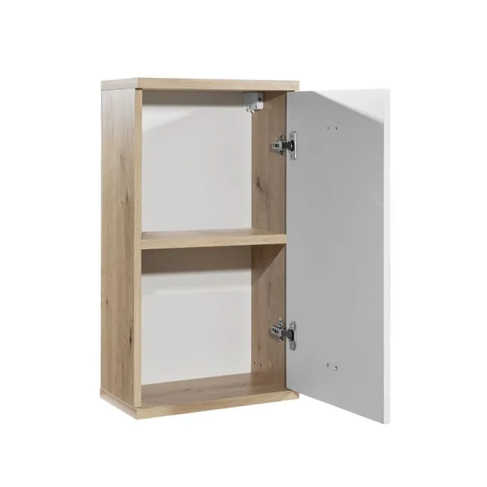 Pensile bagno effetto legno frontale bianco lucido 38x23x70