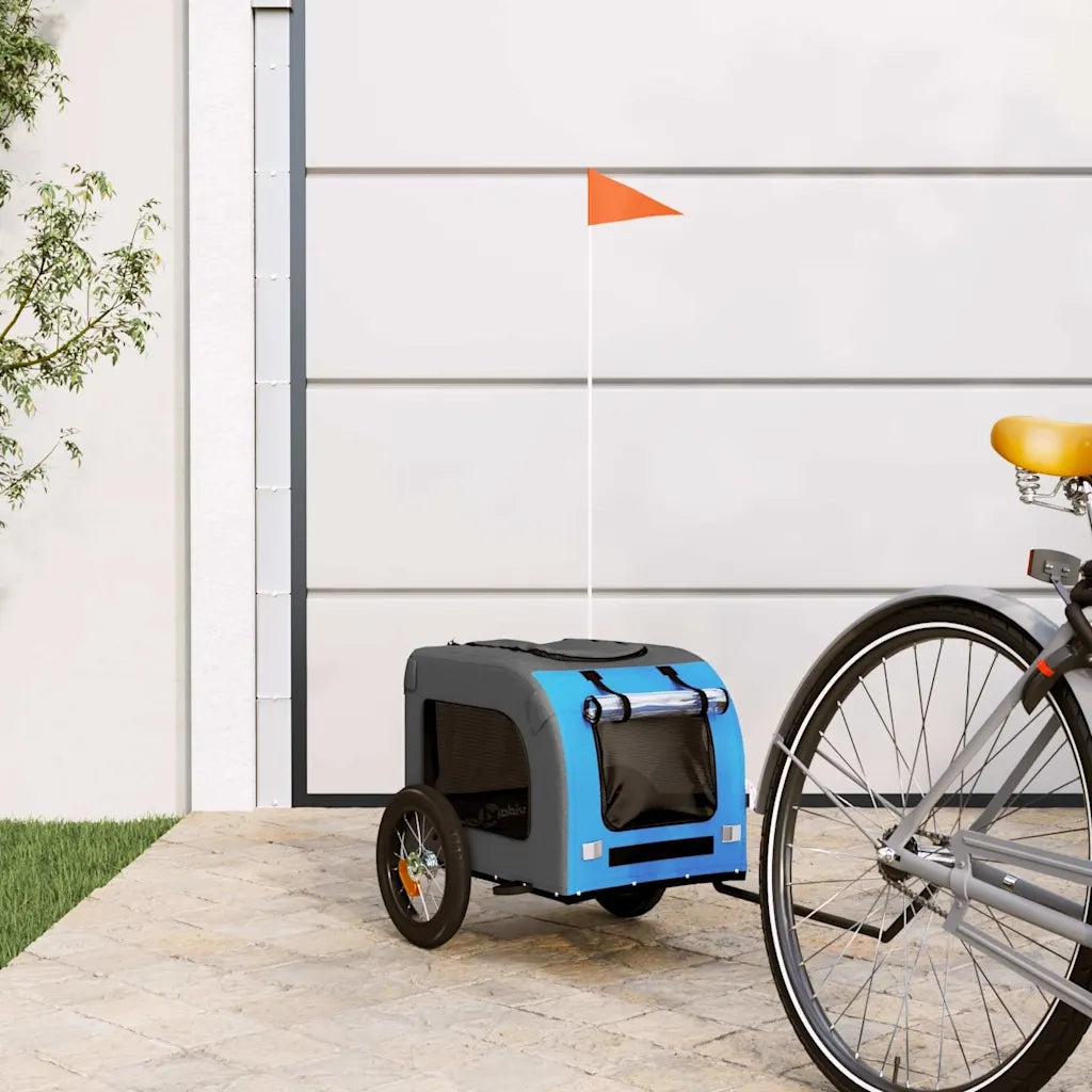 Rimorchio da Bici per Animali Blu e Grigio Oxford e Ferro CFW5399568