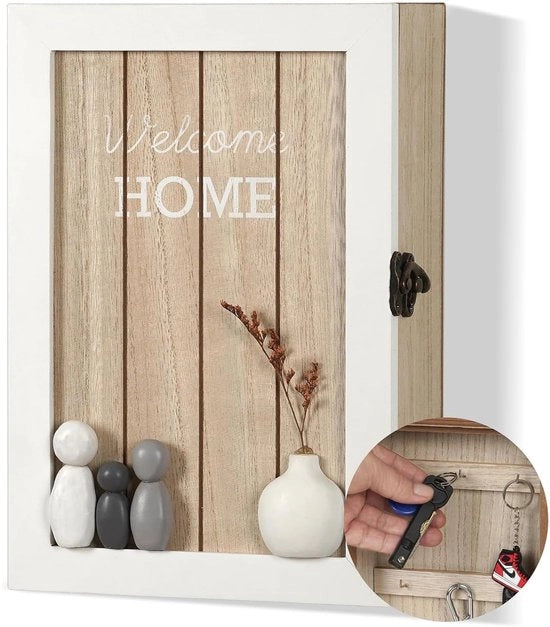 Cassa da chiavi in legno - Ospite per chiavi - Decorazione per parete - 6 ganci per chiavi - Raccogli chiavi - Per ingresso/sala - Stile e pratico