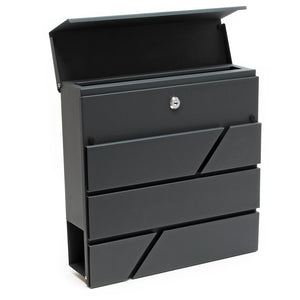 Cassetta postale V14 con vano portagiornale, verniciata a polvere, antracite