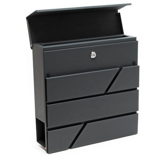 Cassetta postale V14 con vano portagiornale, verniciata a polvere, antracite