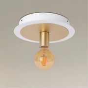 Trade Shop - Plafoniera Da Soffitto In Metallo Oro Bianco Con Luce Lampada Attacco E27 32651 -
