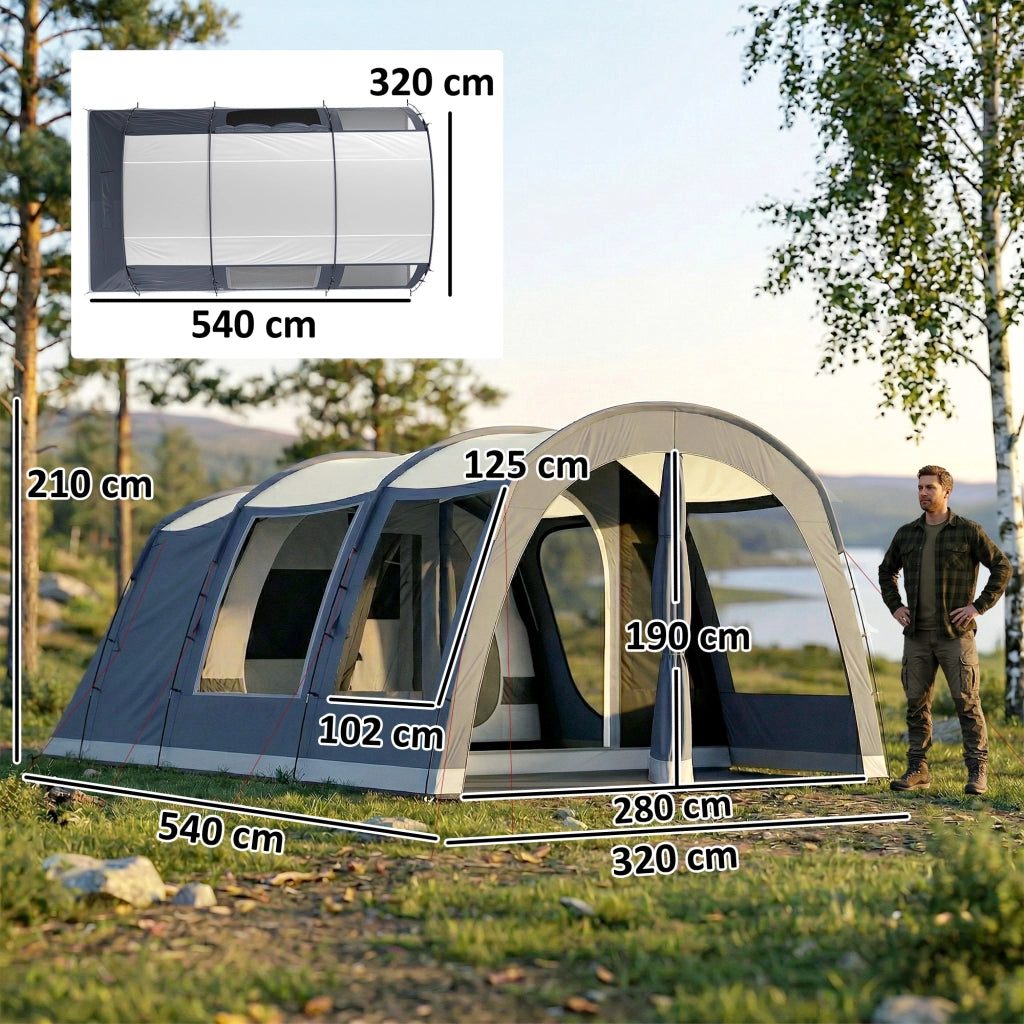Tenda da Campeggio a Tunnel 2 Stanze ¨C zephmum ¨C Blu Navy 210cm