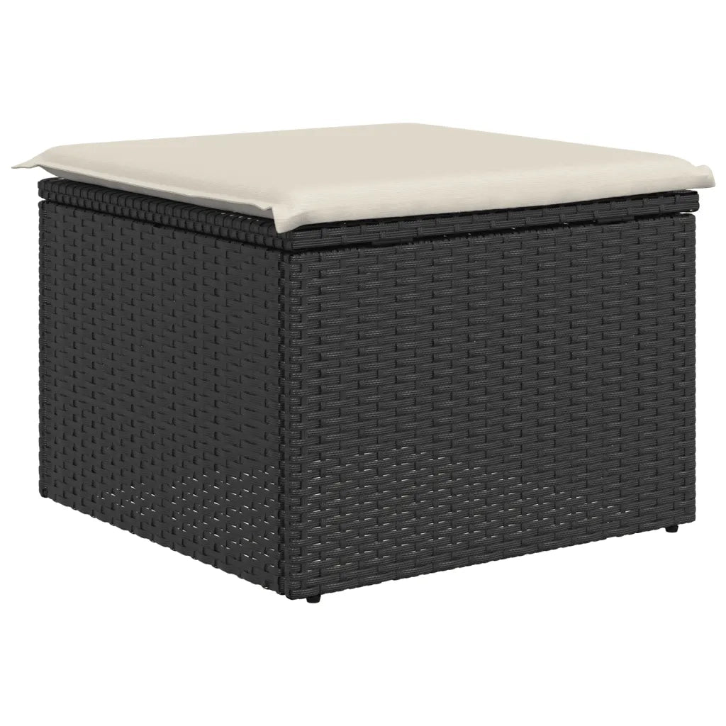 Sgabello Giardino con Cuscino Nero 55x55x37 cm in Polyrattan CFW4053287