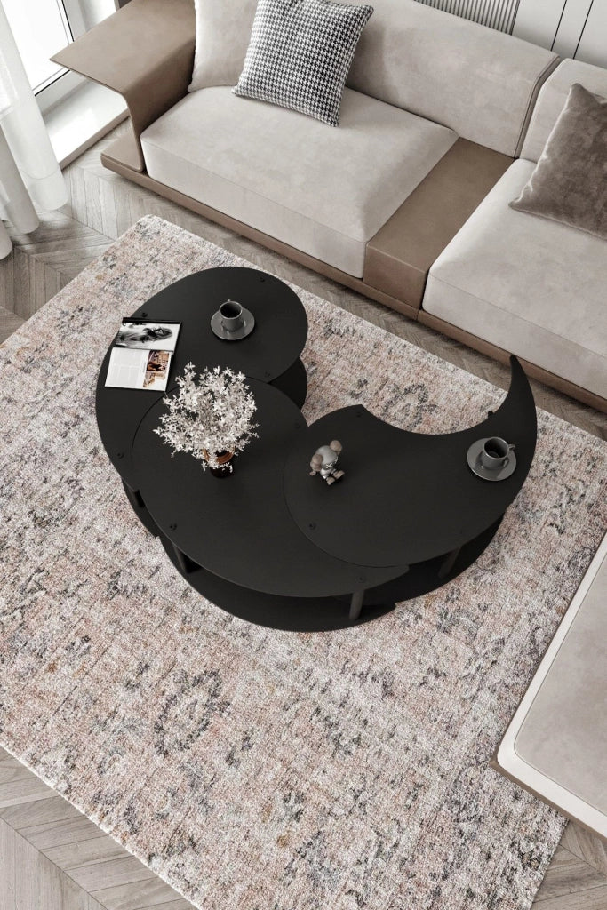Set di tavolini in legno "Yin" 70 x 70 x 38 cm - Nero