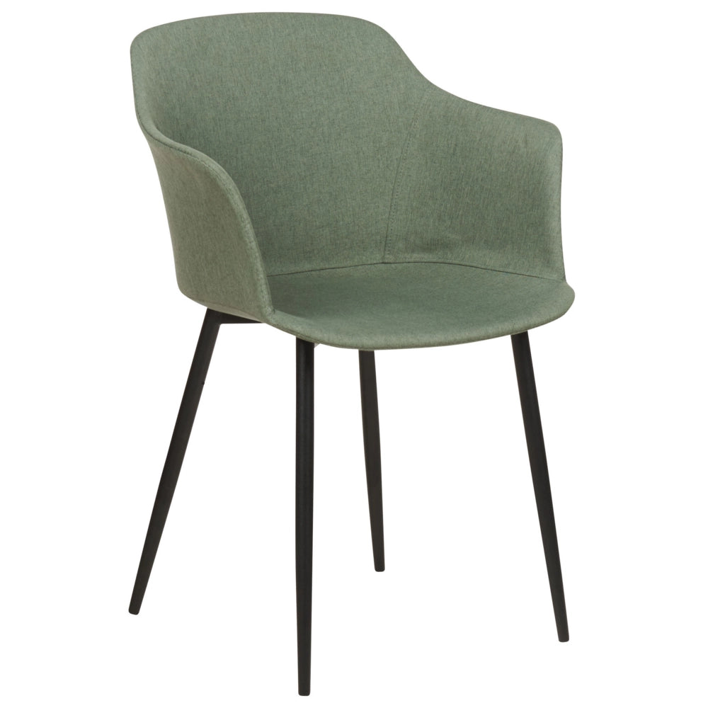 Set di 2 sedie da pranzo in tessuto verde scuro imbottito con gambe nere Stile retrò Mobili per il soggiorno