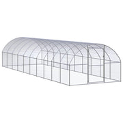 Pollaio recinto per polli da esterno 3 x 10 x 2 m acciaio zincato argento 02_0043998