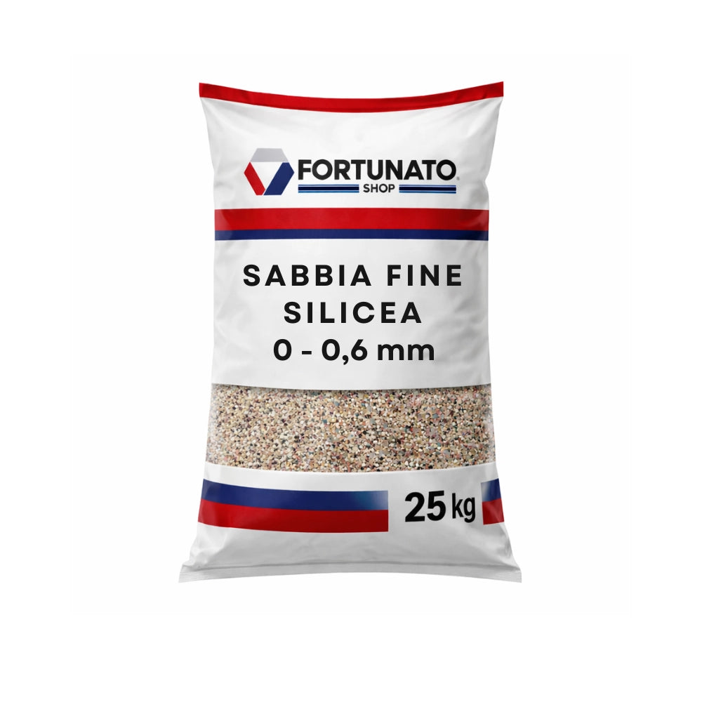 Sabbia silicea fine granulometria 0-0,6 mm finitura superfici sacco kg 25