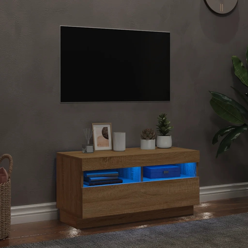 Mobile Porta TV con Luci LED Rovere Sonoma 80x35x40 cm cod mxl 13542
