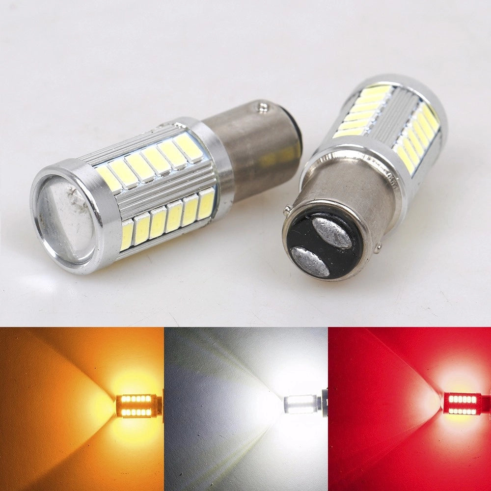 Trade Shop - 2 Lampadine Luce Posizione Luci Posteriori Stop Bay15d 33 Led Smd 12 - 24 Volt -
