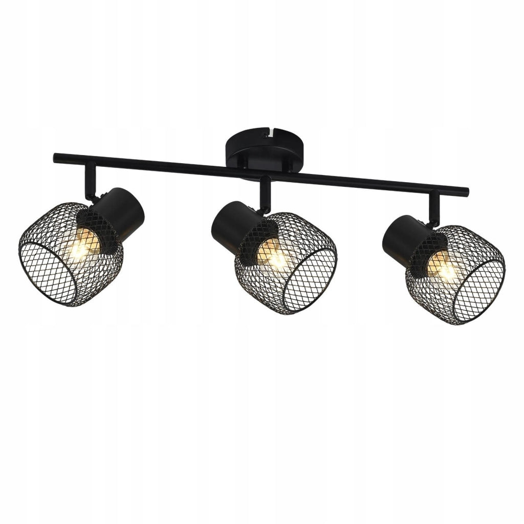 ZMH Lampada da soffitto 3 faretti orientabili E27 metallo nero stile retrò 25W per soggiorno corridoio cucina cameretta