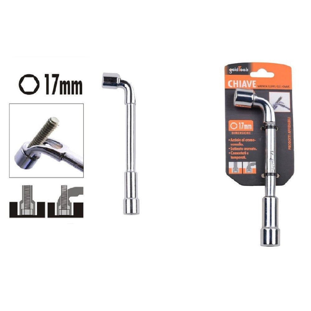 Trade Shop - Chiave Tipo L Bussola 17mm Bocca Esagonale Cromo Vanadio Acciaio 91625 Ferramenta -