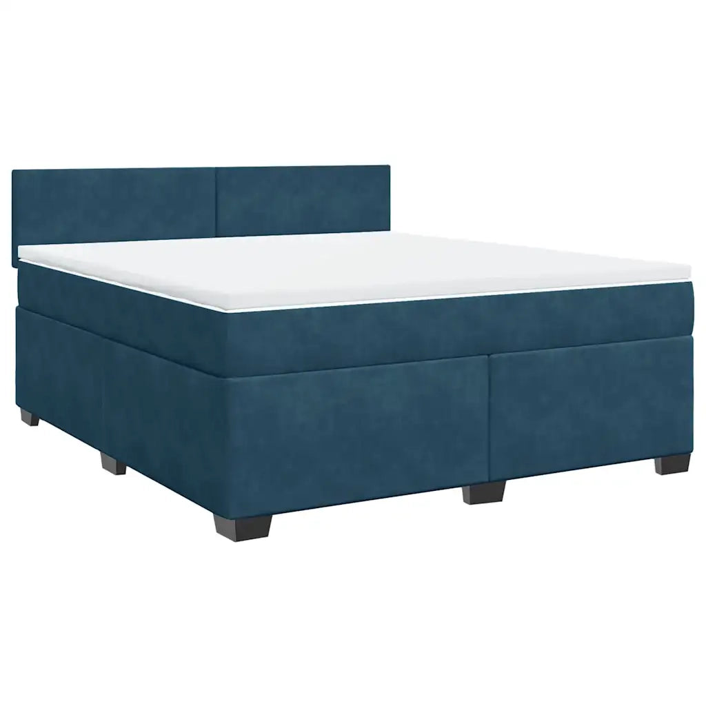 Giroletto a Molle con Materasso Blu 180x200 cm in Velluto 3286376