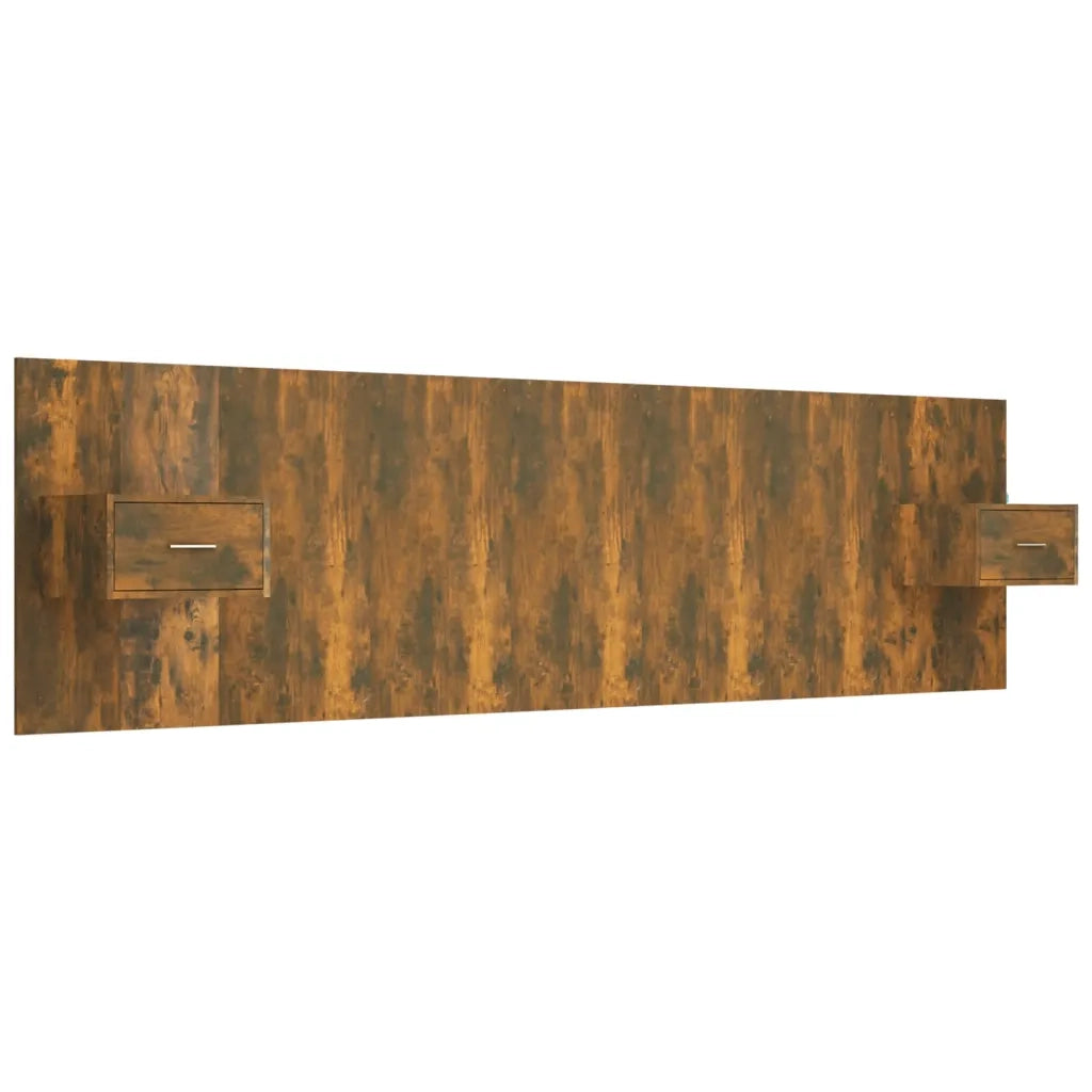 Testiera Letto con Comodini-Testiera con Contenitore in Legno Multistrato Rovere Fumo 319405