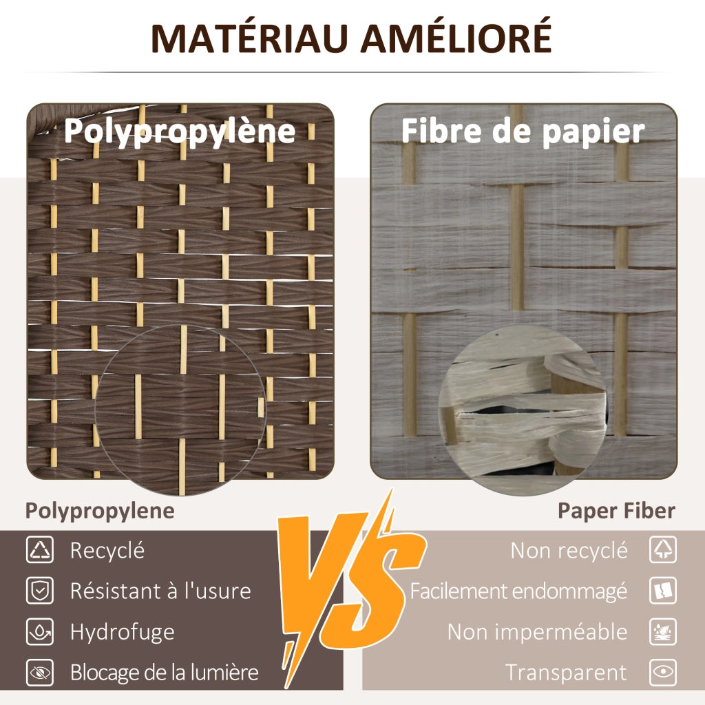 Paravent in legno 3 ante ¨C zephmum ¨C 135x180 cm marrone