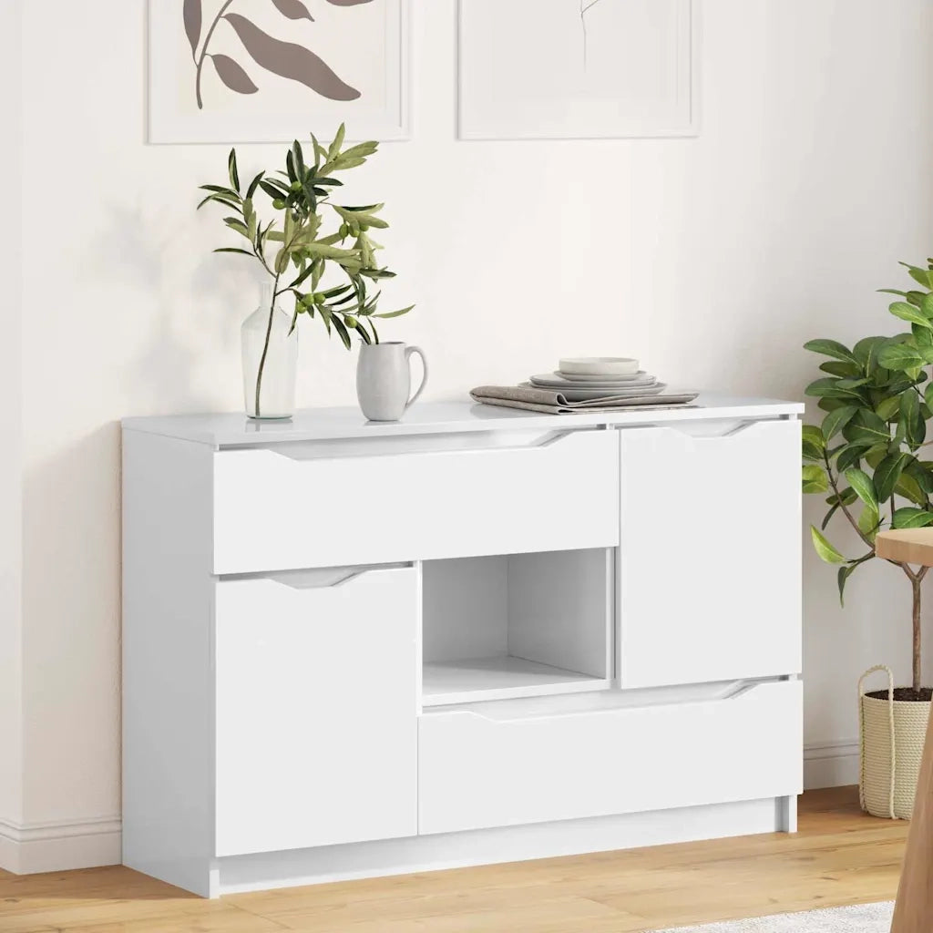 Credenza Bianco Lucido 100 x 30 x 65,6 Legno multistrato