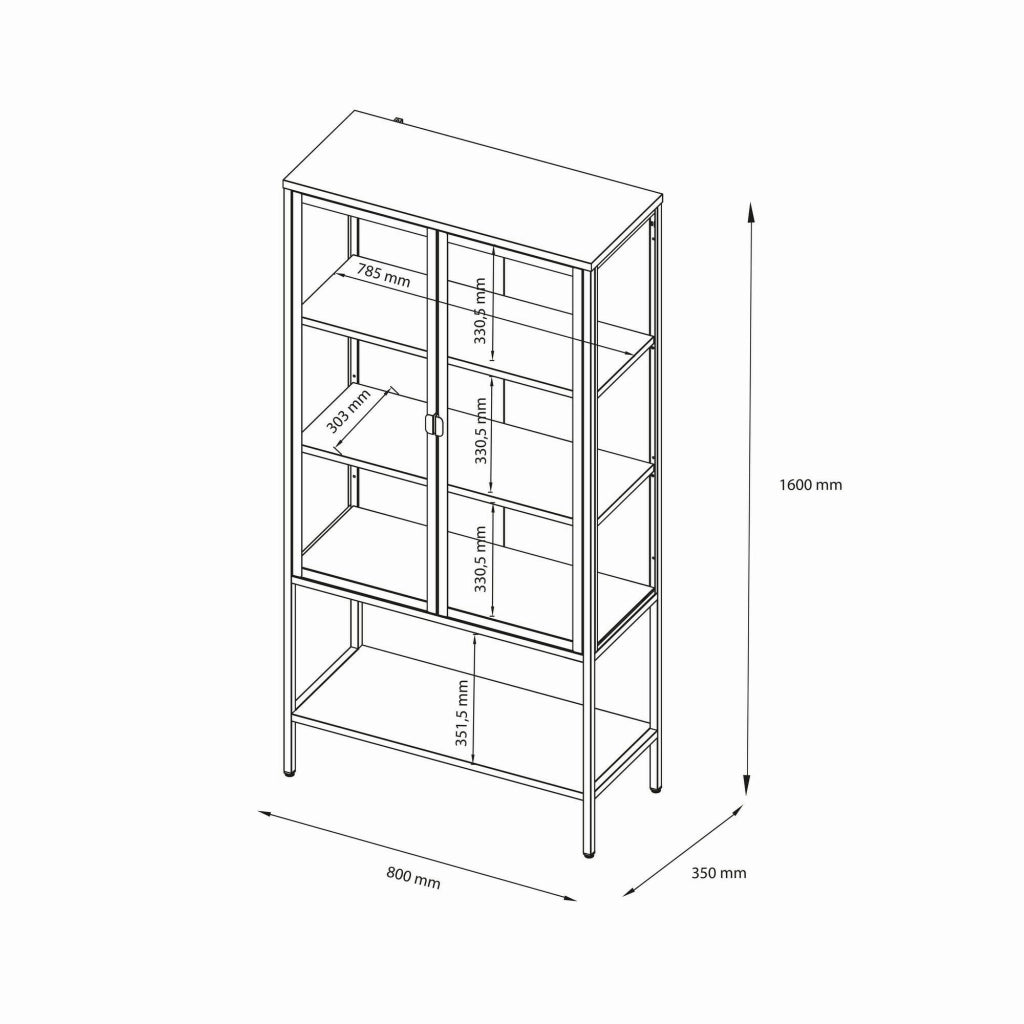 Vetrina Busseto, Credenza espositiva, Vetrinetta multiuso, Madia da soggiorno, 80x35 h160 cm, Panna