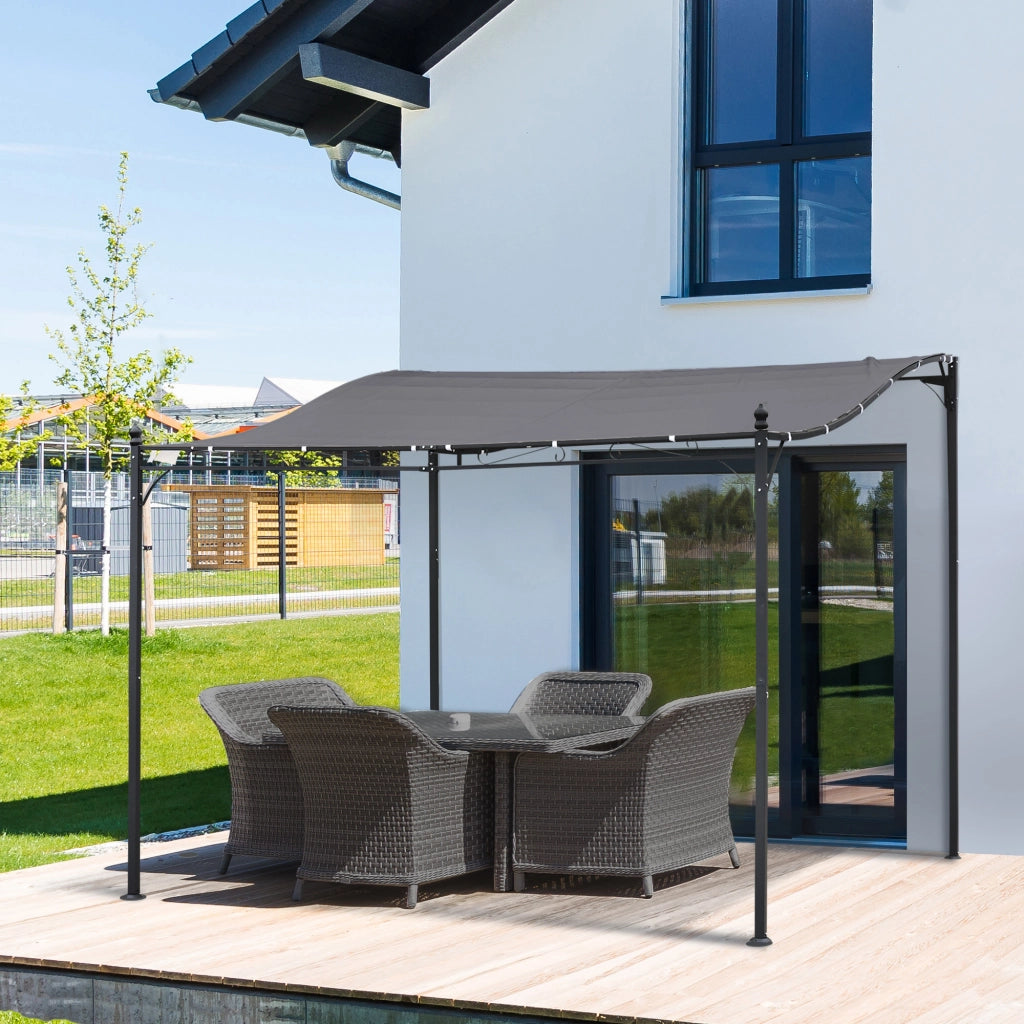 Gazebo Pergola da Giardino 3x3m ¨C zephmum ¨C Grigio con Tenda Impermeabile