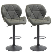 Sgabelli da Bar con Altezza Regolabile e Schienale ¨C Zephmum ¨C Verde Militare Metallo Finta Pelle 51.5x57.5x93-114.5 cm