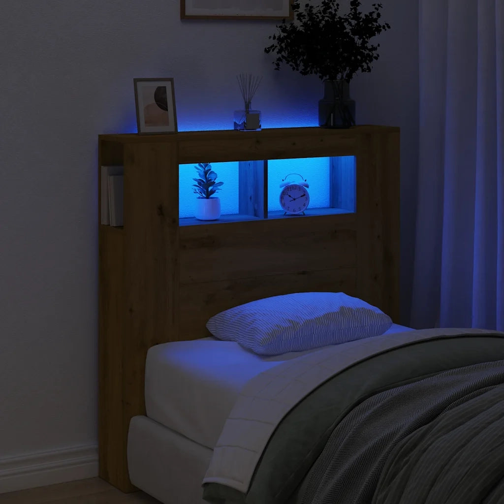 Testiera LED Rovere Artigianale 100x18,5x103,5 cm Multistrato