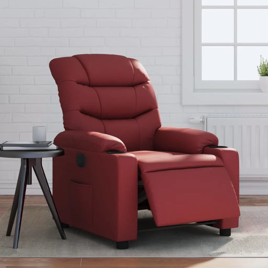 Poltrona | Sedia Relax Reclinabile Elettrica Rosso Vino in Similpelle