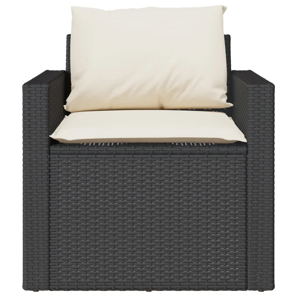 Set Divani da Giardino 4 pz | Set Salotto da Giardino con Cuscini Nero in Polyrattan