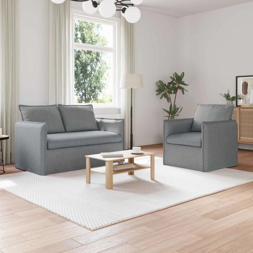 Set di divani 2 pcs Grigio Chiaro 136 x 82 x 85 cm Tessuto 3407523