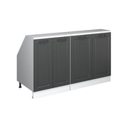 Mobile cucina sottotetto R-Line Antracite rustico/Bianco 140 cm Set di 2 carcasse armadio profondità 60 cm Vicco