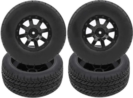 Pneumatici RC di alta qualità - 4 pezzi - compatibili con 1/10 Traxxas Slash - antiscivolo - elevata resistenza al wear - costruzione in gomma duratura - esperienza di guida flessibile - Pneumatici Auto RC